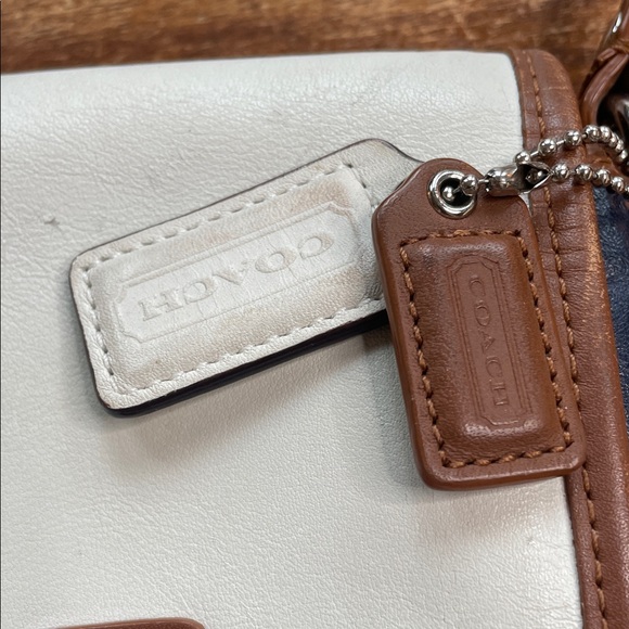 Coach Cream, Blue, and Brown Leather Crossbody Bag - Picture 3 of 16